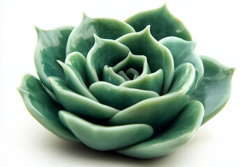 Fototapeta premium Close-up of a green succulent plant with detailed leaves.