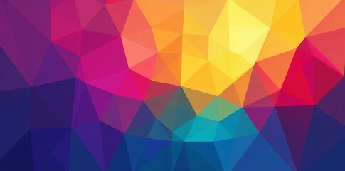 Obraz premium Vibrant geometric pattern with colorful triangular shapes and gradients.