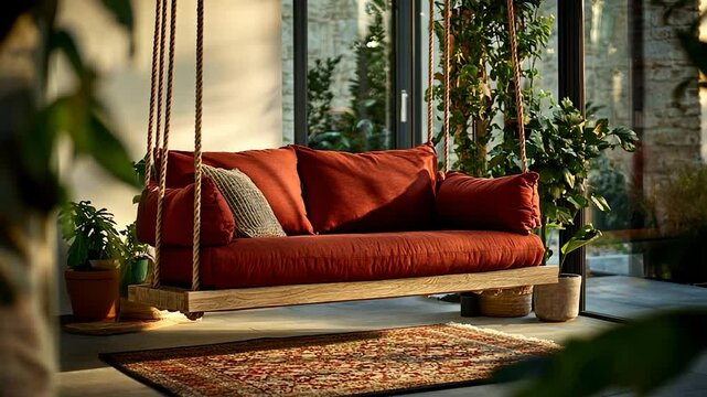 Rustic terracotta hanging sofa