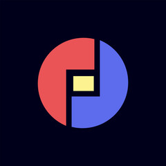 Abstract circle p and d logo vector