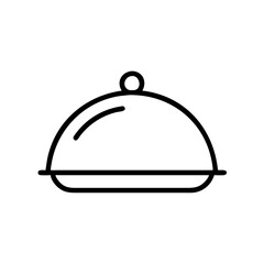 Obraz premium Minimalist cloche food cover icon in black and white
