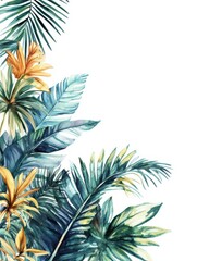 Tropical summer watercolor artwork nature decorative art vibrant environment close-up refreshing concept