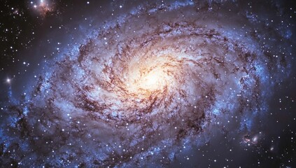 Spiral galaxy in deep space, with swirling arms of stardust and nebulae.