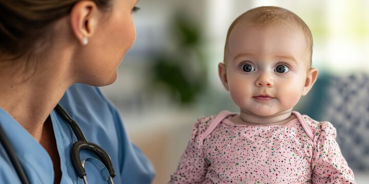 healthcare industry nurse prevention concept. A healthcare professional with a baby in a comforting setting. - Powered by Adobe
