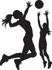 Silhouette of women playing volleyball