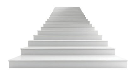 White Stairs Ascend Isolated on White Background
