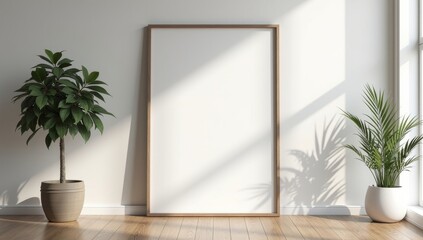 mock up poster frame in modern interior background, living room, Contemporary style