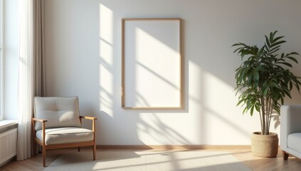 mock up poster frame in modern interior background, living room, Contemporary style