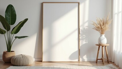 mock up poster frame in modern interior background, living room, Contemporary style