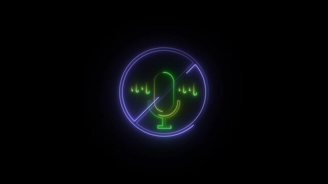 microphone ban symbol. Microphone banned, no microphone allowed sign on green screen background animation prohibiting sign