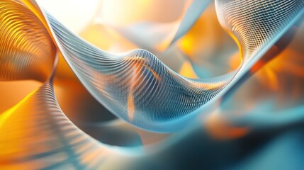 Abstract flowing lines in orange and blue, digital art, futuristic design