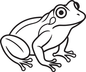 frog line art, black outline, vector and illustration, coloring book page line art drawing