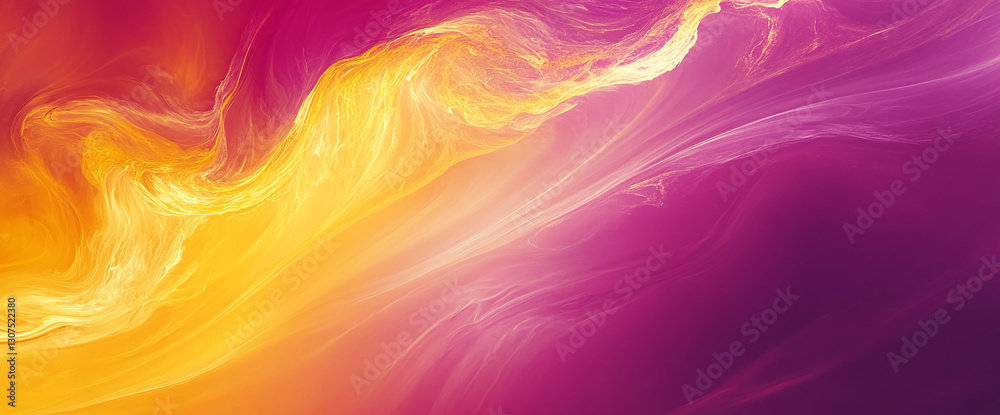 Poster abstract image of flowing yellow and pink hues creating a dynamic, swirling pattern, showcasing ener