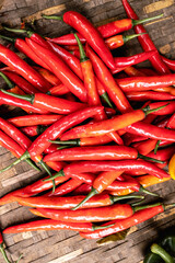 Background and texture of hot red Chinda Chili, Type of Thai chili pepper 