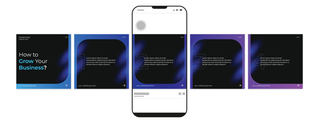 Business carousel post template for advertising, Set of carousel post for Instagram and LinkedIn, Editable social media carousel layout, template eps 10.	