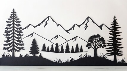 Fototapeta premium mountain range silhouette wall art