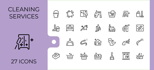 Home Cleaning simple icon. Icons virus, wash, washer, housework, sweep, toilet and more. Set of line pictogram. Minimalistic icon collections.