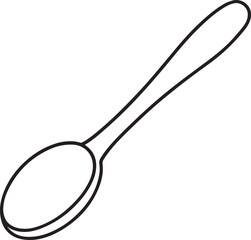 spoon line art, black outline, vector and illustration, coloring book page line art drawing
