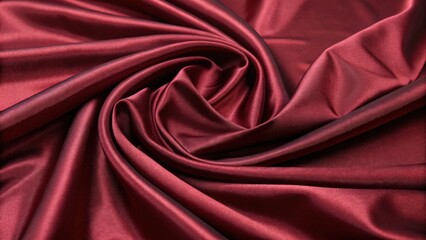 Obraz premium a close-up of luxurious burgundy satin fabric with soft folds and ripples. The smooth texture of the fabric is highlighted by the light, creating an elegant and sophisticated look. 
