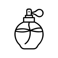 Obraz premium Perfume bottle icon with spray nozzle, elegant design, black outline, modern design