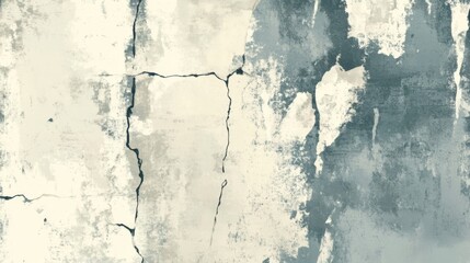 Fototapeta premium Weathered cracked concrete wall with blue-grey paint texture