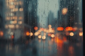 Rainy city streets create a blurred view Generative AI