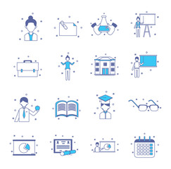 Set of teacher vector icons with white background