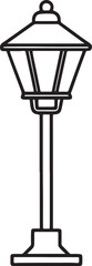 street lamp line art, black outline, vector and illustration, coloring book page line art drawing