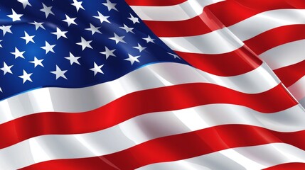 Waving american flag with stars and stripes in red, white, and blue