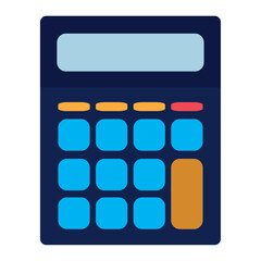 Vector Illustration of a Blue Digital Calculator in Flat Design Style for Mathematics, Office, and School Supplies