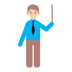 Vector Illustration of a Male Teacher Holding a Pointer Stick Representing Education and Classroom Instruction