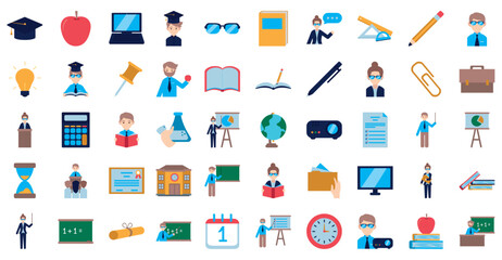 Set of teacher vector icons with white background