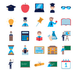 Set of teacher vector icons with white background