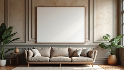 mock up poster and canvas in vintage interior background