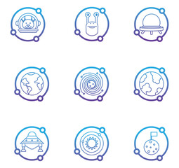 Set of universe vector icons with white background