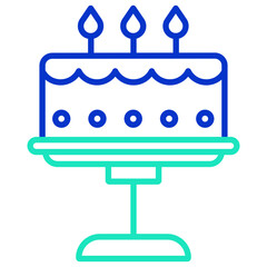 Birthday cake outline dual color icon