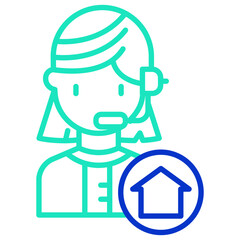 woman customer care outline dual color icon