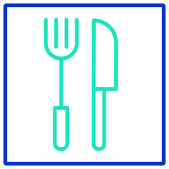 Fork and Knife outline dual color icon