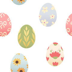 Easter holiday background with eggs. Vector seamless pattern.