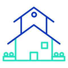 home building outline dual color icon