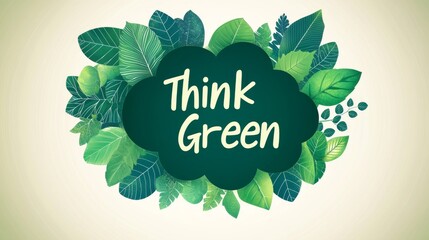 Think green message with vibrant leaves highlighting eco-friendly concept
