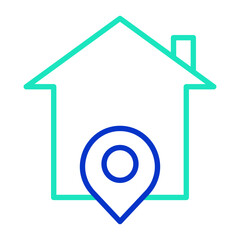 house map outline dual color icon