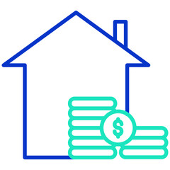 Home value outline dual color icon