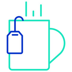 Tea Bag and Mug outline dual color icon