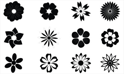 Flower icons set. Abstract flower icons 