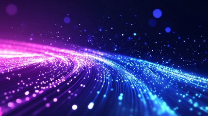 Fototapeta premium Abstract purple and blue light trails sparkling in dark space background