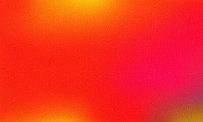 Vibrant gold, red, coral, orange, yellow, peach, pink, magenta, purple, and blue abstract background with a gradient ombre effect. Rough, grungy texture with grain and noise, perfect for digital.