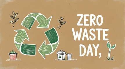 Zero waste day, banner written in white chalk-like lettering ecology theme banner template Sustainable lifestyle Copy space