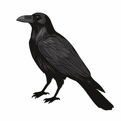 Fototapeta premium Crow Black raven bird vector illustration isolated on white background