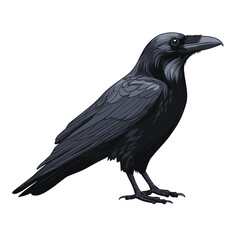Fototapeta premium Crow Black raven bird vector illustration isolated on white background